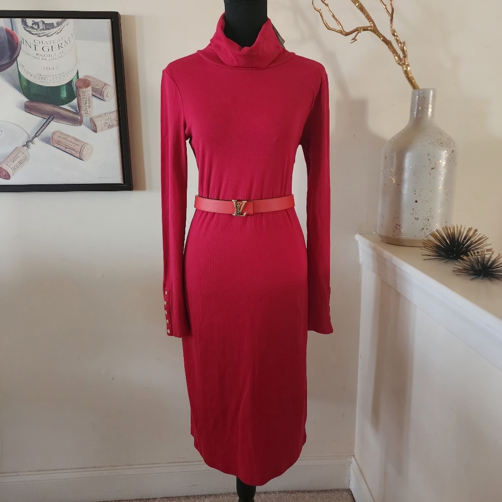 š„Ralph Lauren | Cotton-Blend Turtleneck Dress - Picture 3 of 12